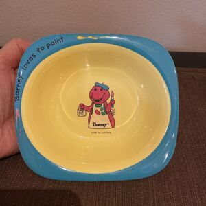 1992 Barney the Purple Dinosaur Vintage‎ Melamine Bowl Barney Loves to Paint